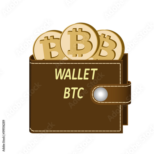 bitcoin wallet with coins on a white background