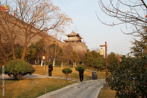 Walls of Xian, ancient landmark in Xian city centre, China photo