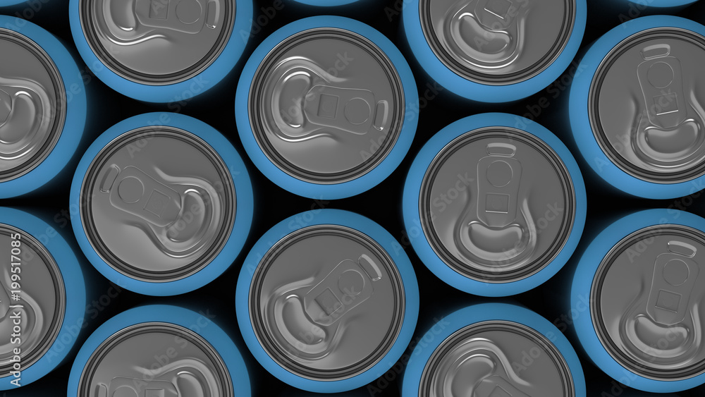 Big blue soda cans on black background Big blue soda cans on black background