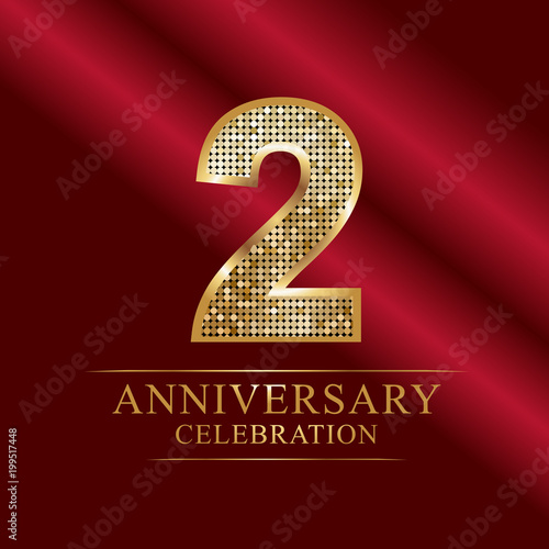 Golden shiny mosaic in disco ball style. 2nd anniversary logo. Vector abstract background. ten years anniversary celebration logotype. 