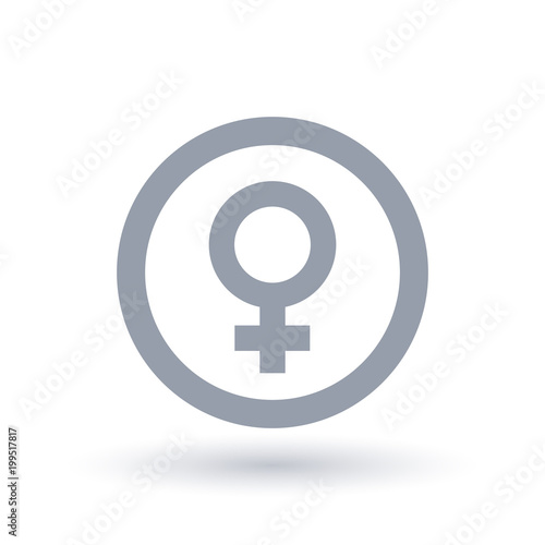 Female sign in circle outline. Feminine identity symbol. Gender icon. Vector illustration.