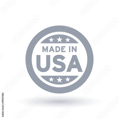 Made in USA icon in circle outline. American quality product symbol. Manufactured in the United States sign. Vector illustration.
