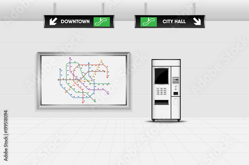 Metro interior design and ticket vending machine., Tube, Underground, Subway