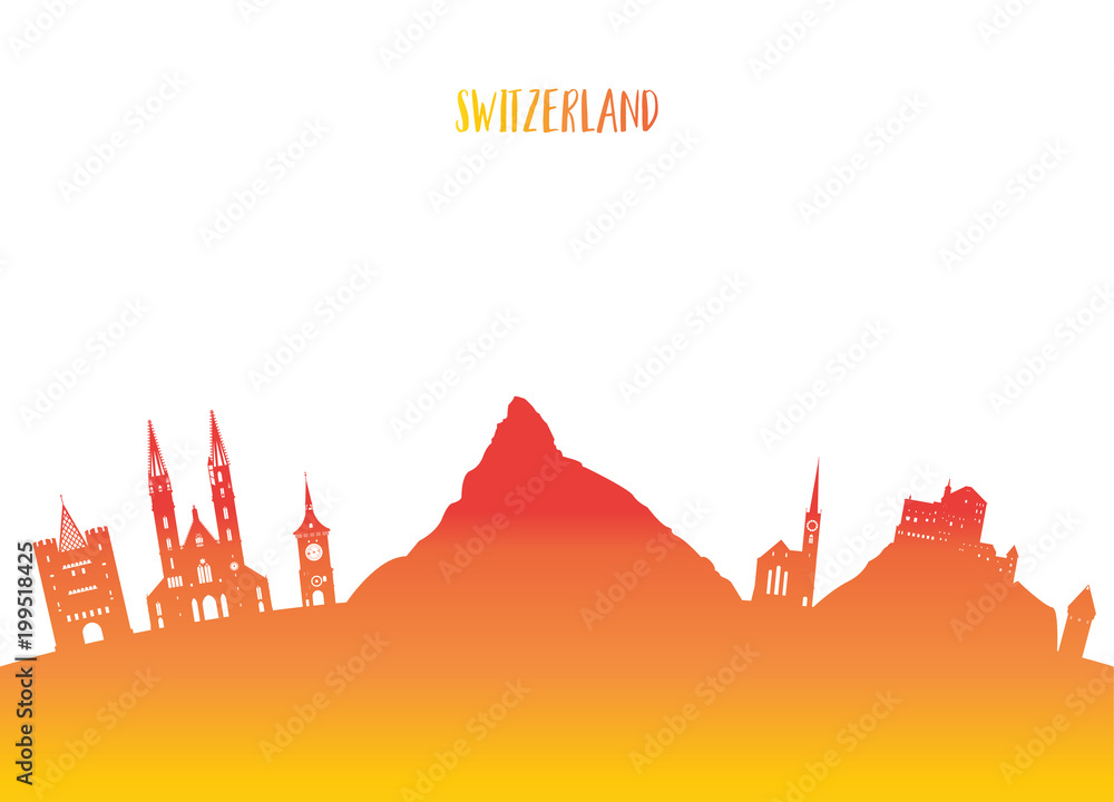 Switzerland Landmark Global Travel And Journey paper background. Vector Design Template.used for your advertisement, book, banner, template, travel business or presentation.