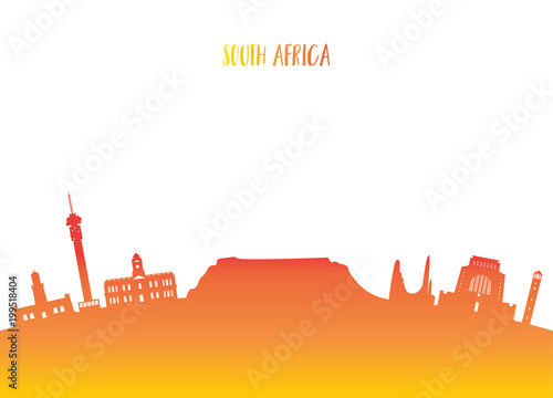 South africa Landmark Global Travel And Journey paper background. Vector Design Template.used for your advertisement, book, banner, template, travel business or presentation.