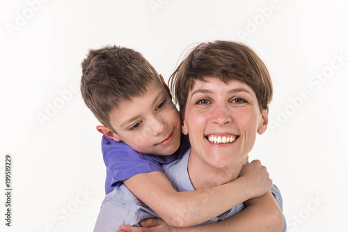 Mother's Day concept: Happy smiling mother and son