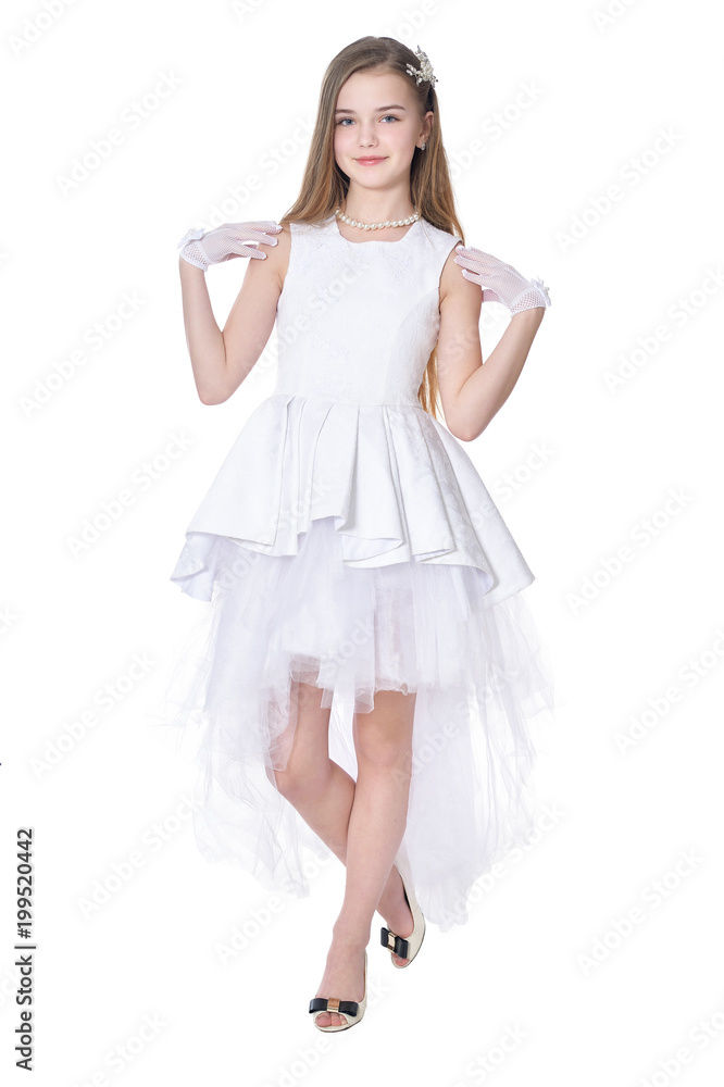 Happy little girl in carnival costume posing Happy little girl in carnival costume posing