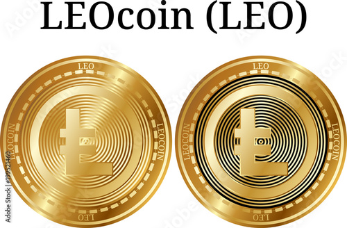 Set of physical golden coin LEOcoin (LEO) photo
