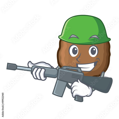 Army meatball character cartoon style
