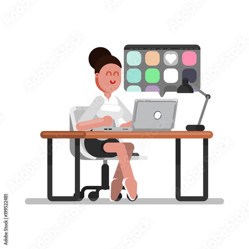 Woman designer searching