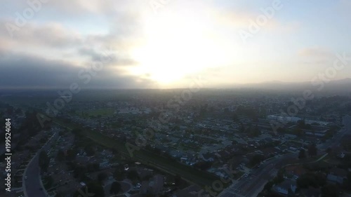 Southern California modern day neighborhood Aerial Flyover