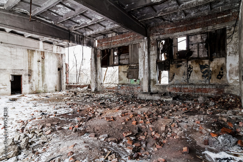 Interior of abandoned dilapidated building