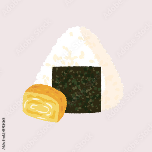 だし巻きとおにぎり ベクターデータ dashimaki and rice ball