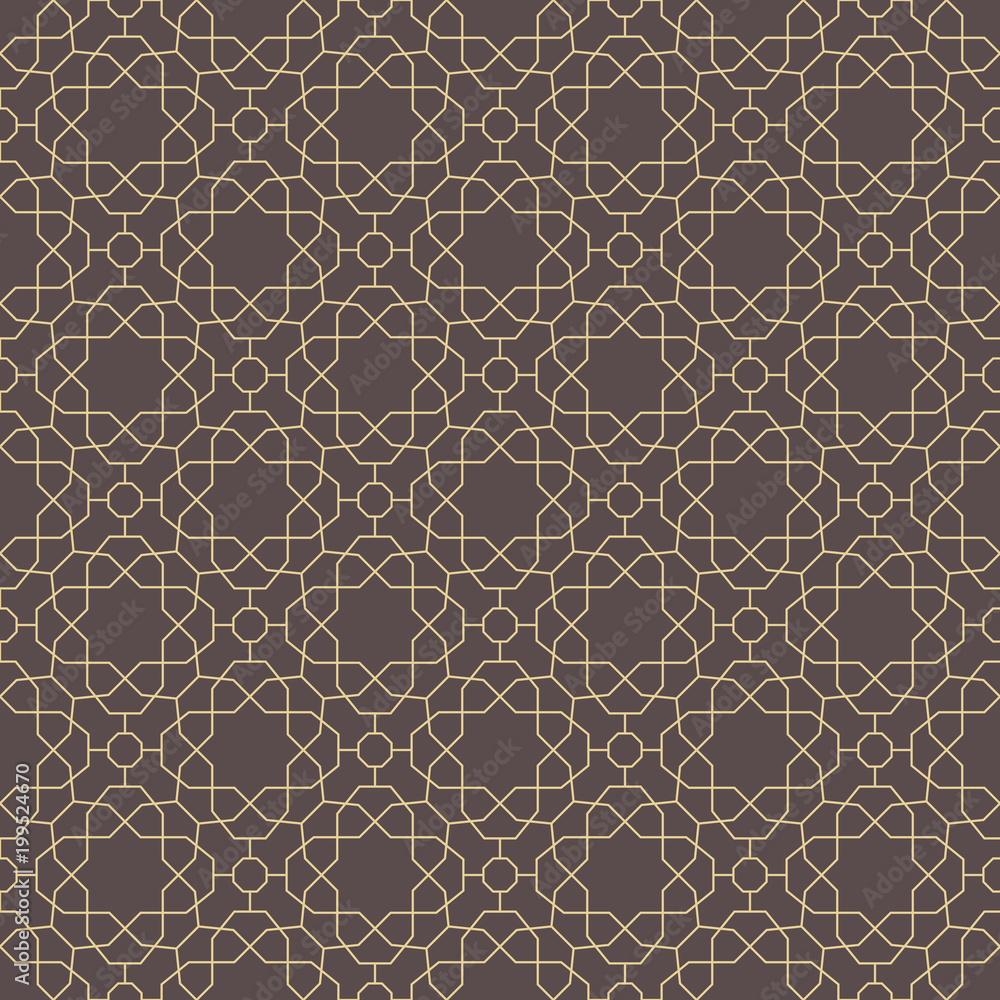 Fototapeta premium Seamless background whith golden lines for your designs. Modern vector ornament. Geometric abstract pattern