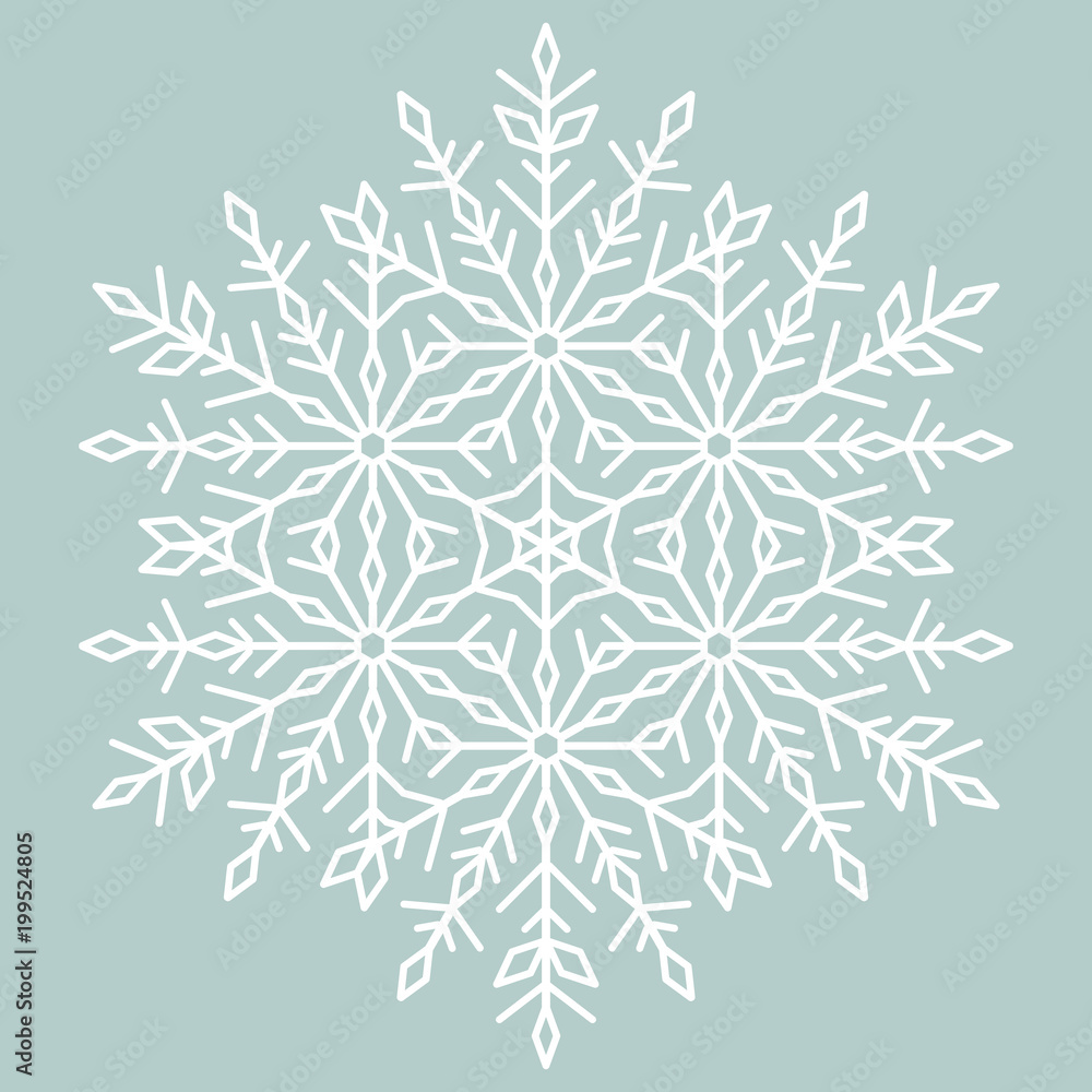 Round vector snowflake. Abstract winter ornament. White snowflake Round vector snowflake. Abstract winter ornament. White snowflake