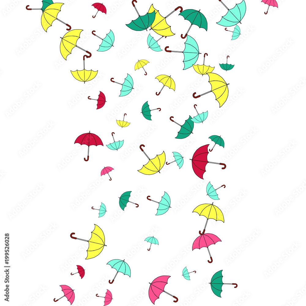 Pretty summer background with umbrellas. Umbrellas In Cartoon Free Style. Pattern Art Illustration Vector Pretty summer background with umbrellas. Umbrellas In Cartoon Free Style. Pattern Art Illustration Vector
