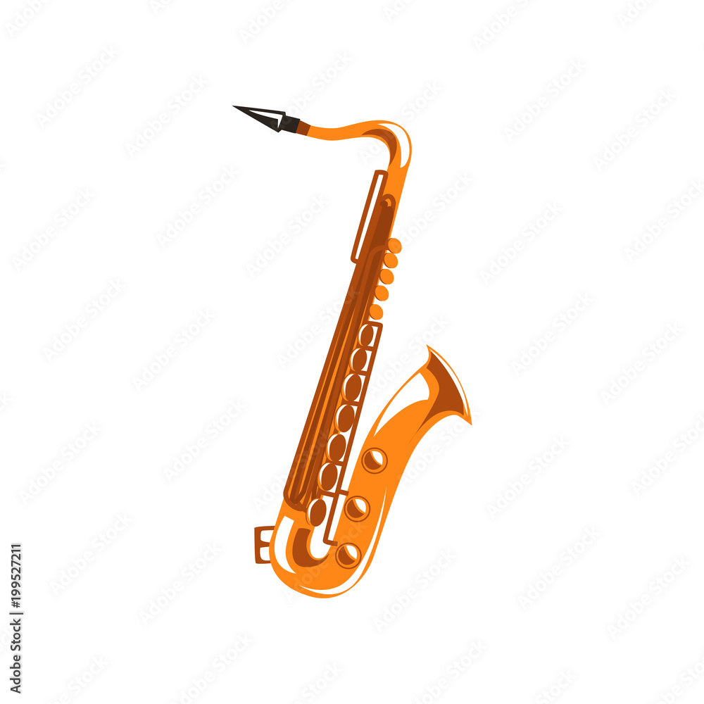 Naklejka premium Saxophone, music wind instrument vector Illustration on a white background