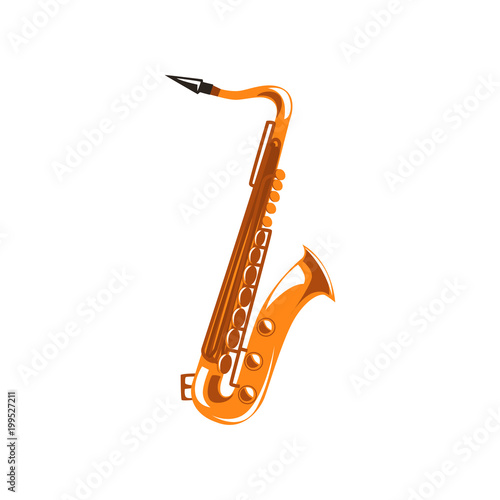 Saxophone, music wind instrument vector Illustration on a white background