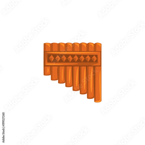 Bamboo pan flute, ethnic music wind instrument vector Illustration on a white background