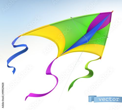 Kite, 3d vector icon