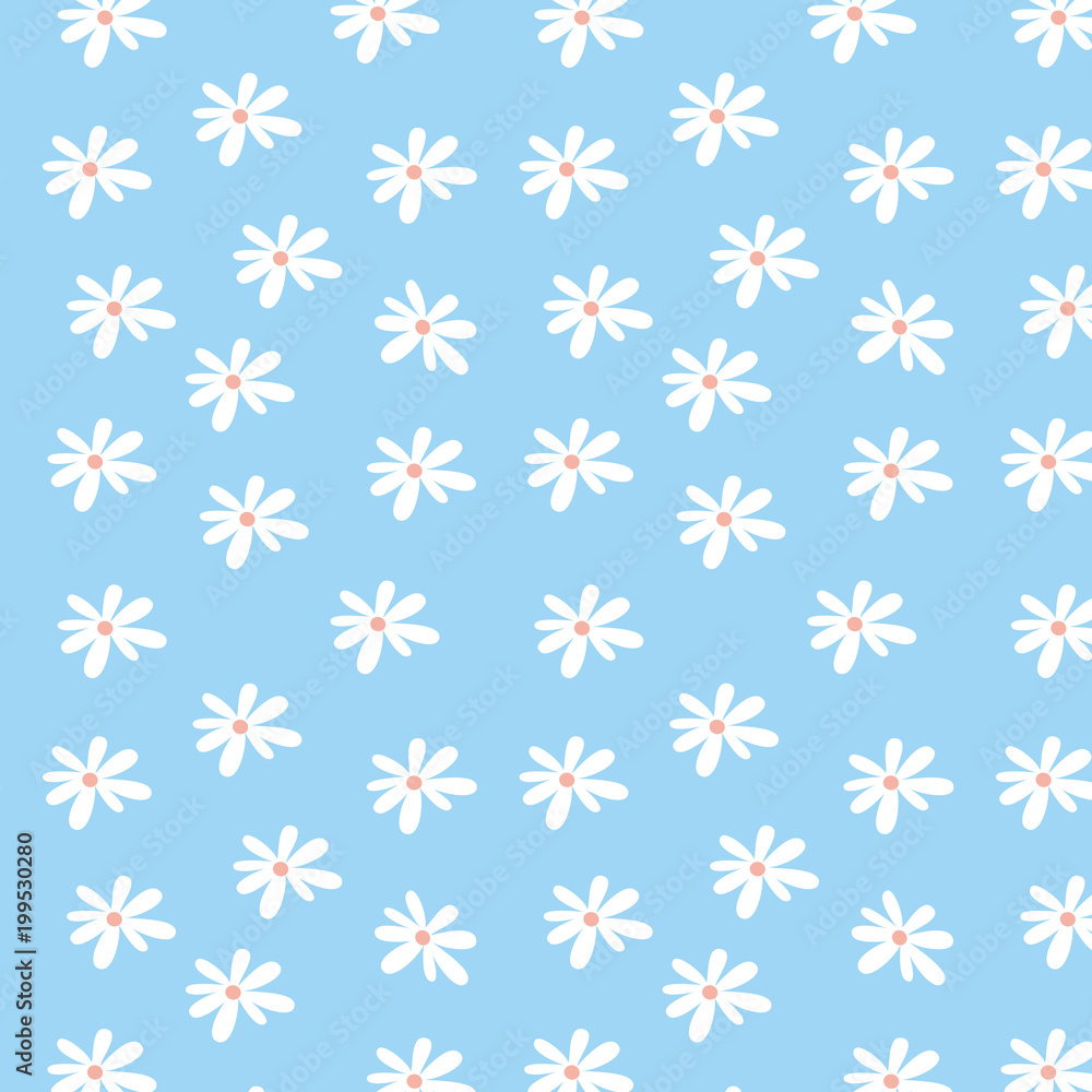 Daisy flowers vector pattern on a light blue background Daisy flowers vector pattern on a light blue background