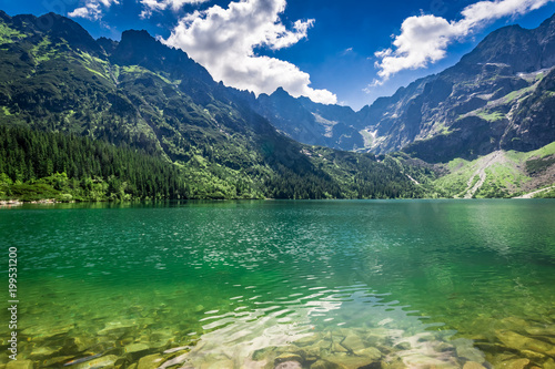 Fototapeta Naklejka Na Ścianę i Meble -  Wonderful pond in the mountains at sunrise, Poland
