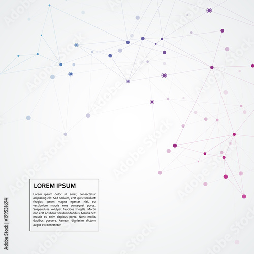 Polygonal space background with connecting dots and lines. Abstract connection structure design