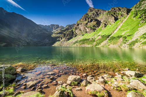 Bottom view of Czarny Staw Gasienicowy in Tatras, Poland photo