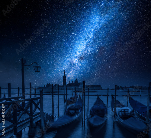 Grand Canal in Venice and milky way, Italy