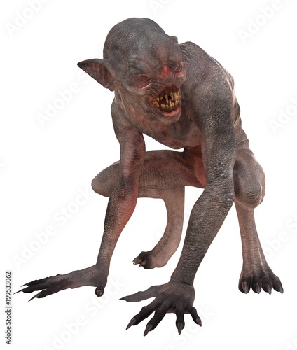 Mutant monster isolated on white background 3d illustration