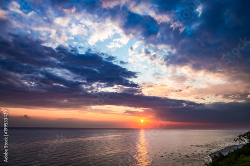 Wonderful dusk over calm ocean in summer  Baltic sea