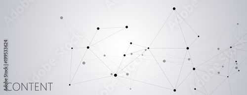 Geometric grey background connected molecule with line and dots