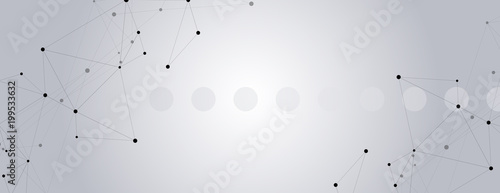 Geometric grey background connected molecule with line and dots