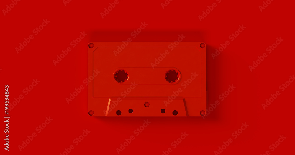 Fototapeta premium Red Cassette Tape 3d illustration 