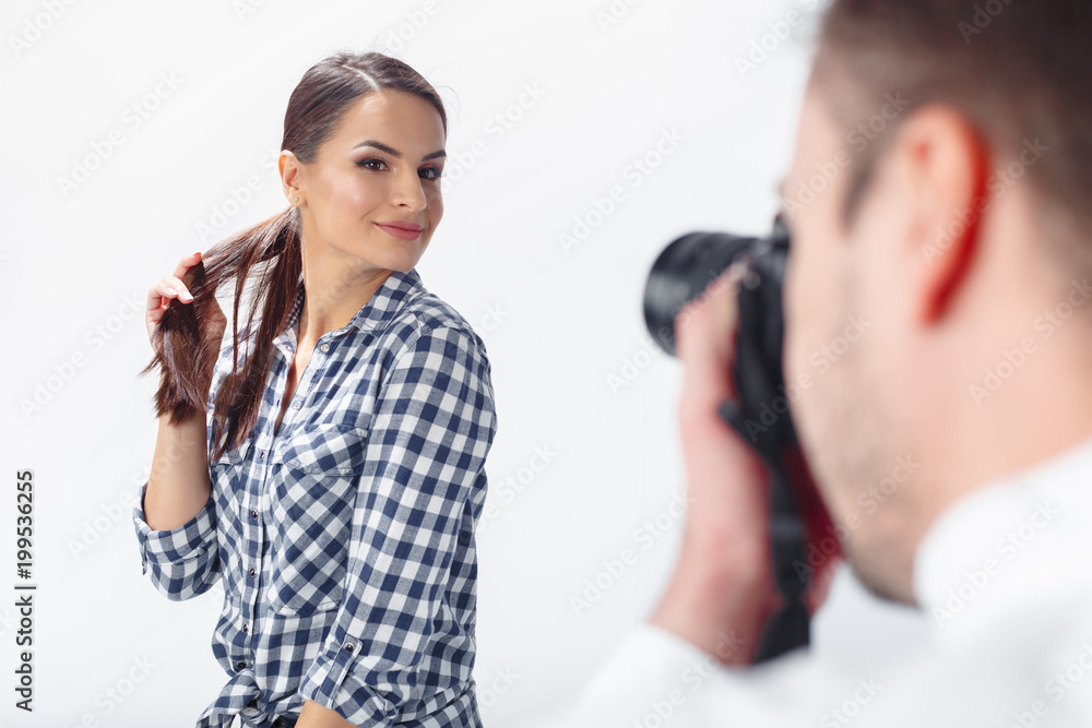 professional photographer and attractive model professional photographer and attractive model