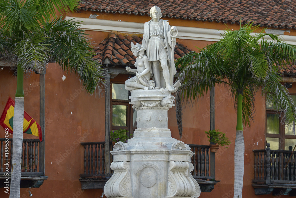 Memorial to Christopher Columbus in Cartagena, Colombia.