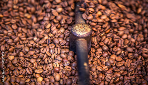 Roasted Coffee Beans in Coffee Roasting Machine