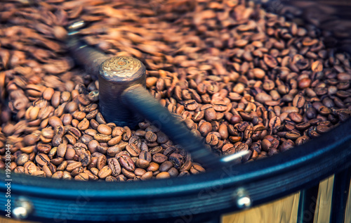 Roasted Coffee Beans in Coffee Roasting Machine