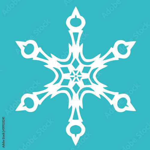 Christmas paper snowflake on blue background. Vector illustration
