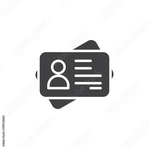 Id card vector icon. filled flat sign for mobile concept and web design. Identification card simple solid icon. Symbol, logo illustration. Pixel perfect vector graphics
