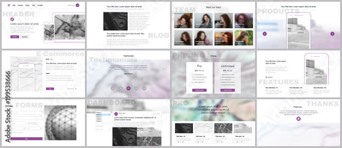 Set of vector templates for website design, minimal presentations, portfolio. Simple elements on white background. Templates for presentation slides, flyer, leaflet, brochure cover, annual report.