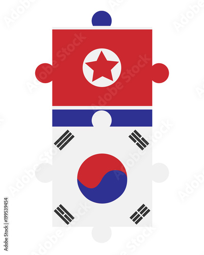 northern and southern Korea in form of puzzle
