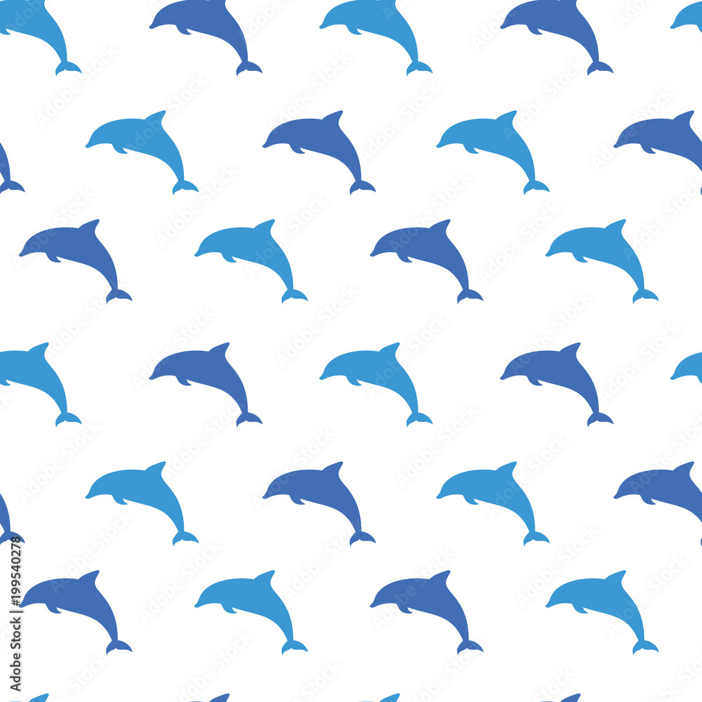 Seamless Repeatable Pattern of Jumping Playful Dolphin Seamless Repeatable Pattern of Jumping Playful Dolphin