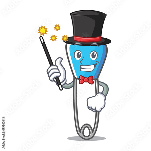 Magician safety pin mascot cartoon