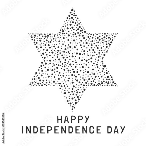 Israel Independence Day holiday flat design white dots pattern in star of david shape with text in english