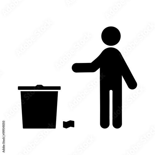 Scatter trash vector icon, throw trash past litter bin