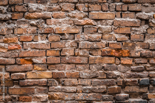 Old messy brick wall texture background exterior