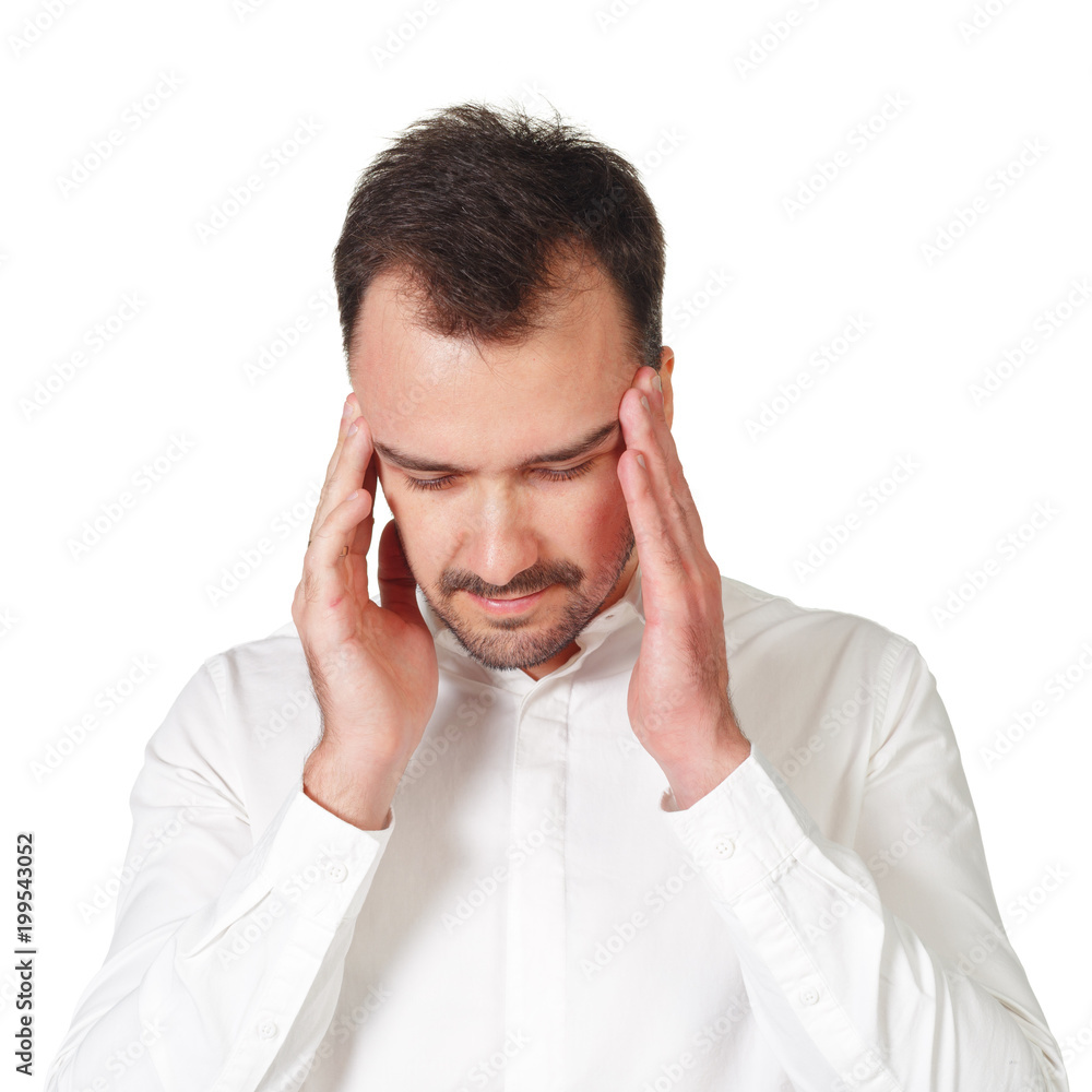 thoughtful man isolated over white background thoughtful man isolated over white background