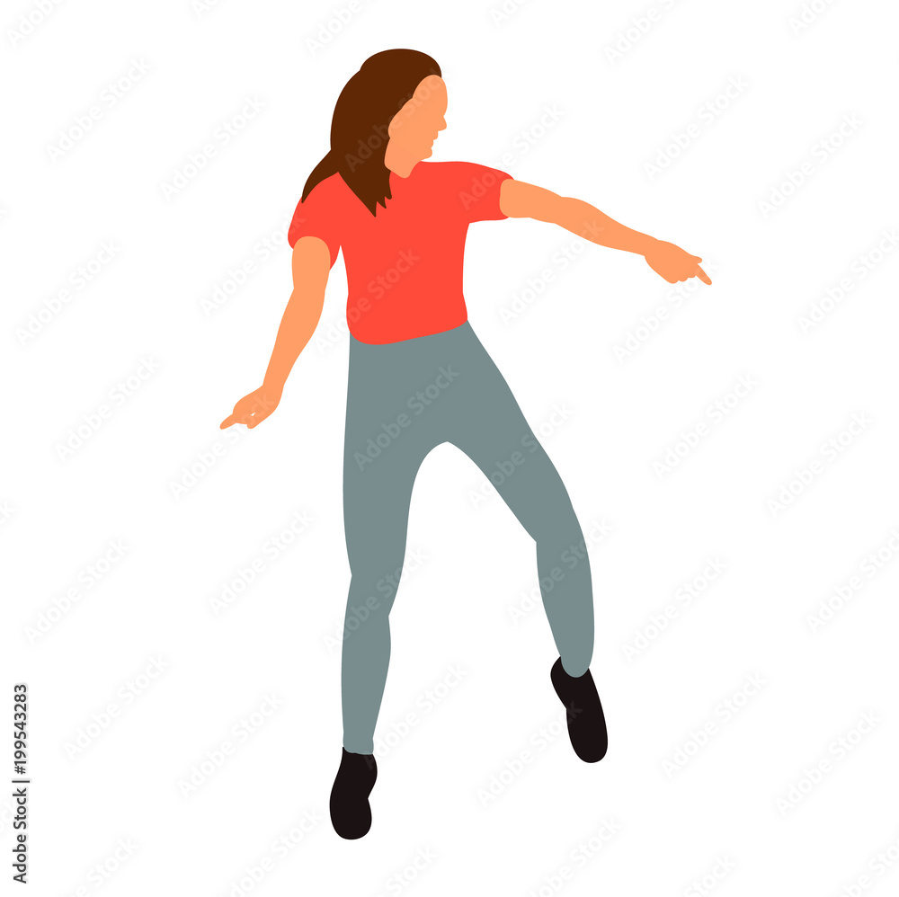 isolated, flat style girl dancing isolated, flat style girl dancing