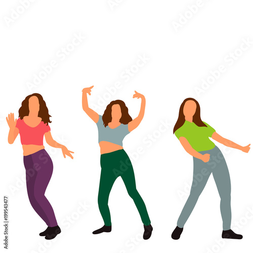 vector, isolated, flat style girls dance dancing